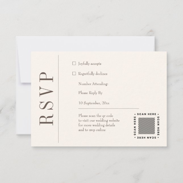 Wedding Invitation with Elegant Typography RSVP (Back)