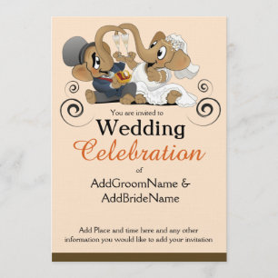 Wedding invitation with elephant artwork