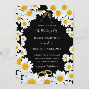 Wedding Invitation with Fresh Daisies Frame
