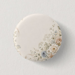 Wedding Invitation with Graceful Floral Details 1 Inch Round Button