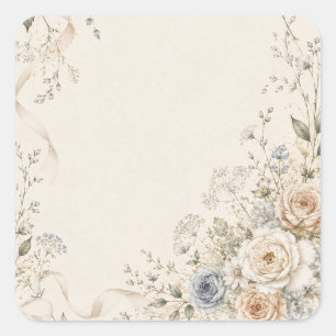 Wedding Invitation with Graceful Floral Details Square Sticker