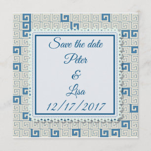 Wedding invitation with greek pattern