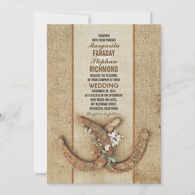 Wedding Invitation with Horseshoes (Front)