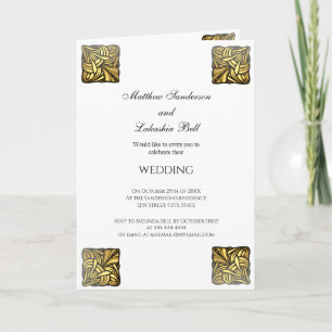 Wedding invitation with reception menu White