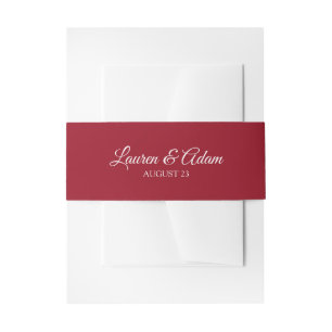 Wedding Invitation Wrap / Belly Band   Burgundy Invitation Belly Band