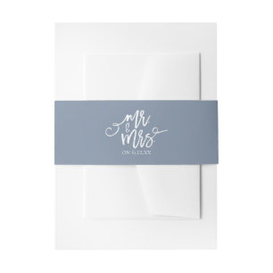 Wedding Invitation Wrap / Belly Band   Dusty Blue Invitation Belly Band