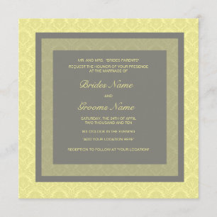 Wedding Invitation Yellow Damask