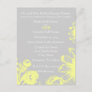 Wedding Invitation-Yellow Vintage Flowers Invitation Postcard