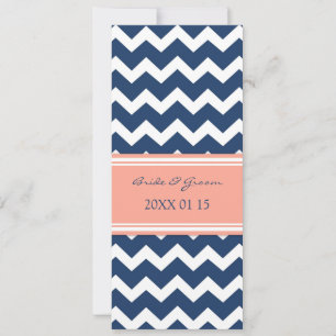 Wedding Invitations Blue Coral Chevron
