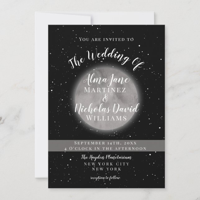 Wedding Invitations | Celestial Full Moon and Star (Front)