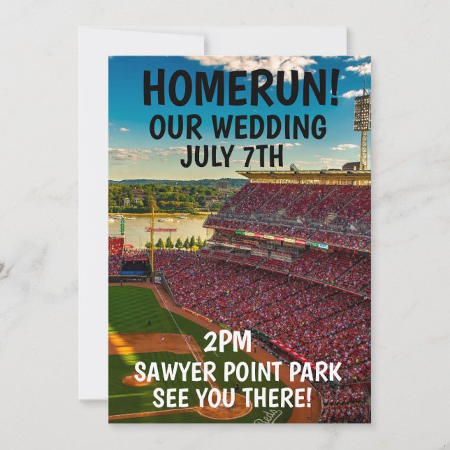 WEDDING INVITATIONS CINCINNATI BASEBALL (Front)