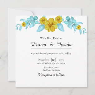 Wedding Invitations Colour Flower Design