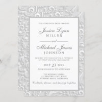 Wedding Invitations | Elegant Grey White 3D Design