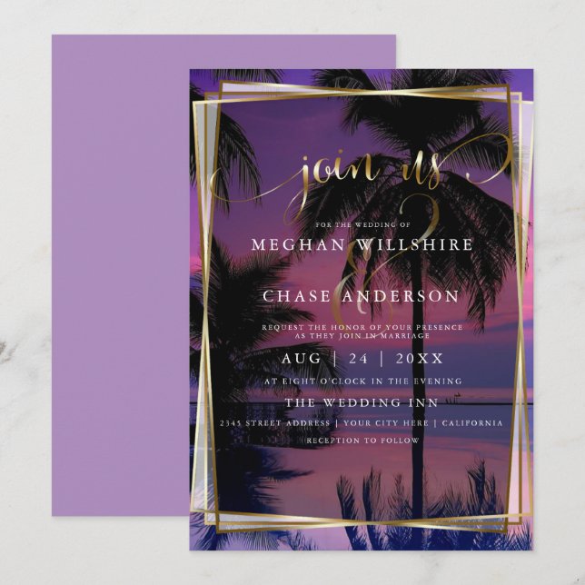 Wedding Invitations  | Exotic Tropical Night Beach (Front/Back)