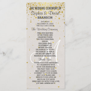 Wedding Invitations   Gold Confetti Custom Program
