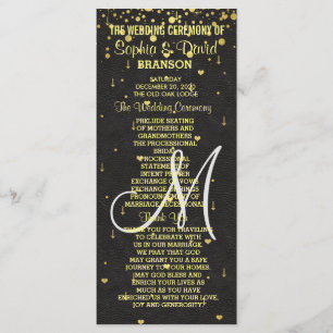 Wedding Invitations   Gold Confetti Custom Program