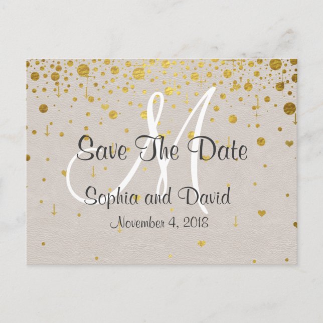 Wedding Invitations | Gold Confetti SAVE THE DATE (Front)