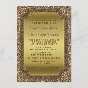 Wedding Invitations   Gold Glitter Invitation