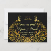Wedding Invitations | Gold Peacock SAVE THE DATE