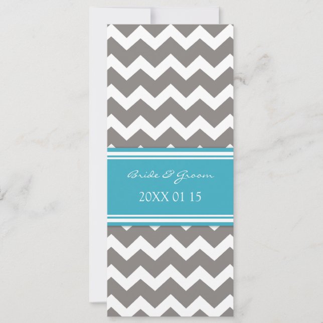 Wedding Invitations Grey Blue Chevron (Front)
