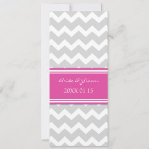 Wedding Invitations Grey Hot Pink Chevron
