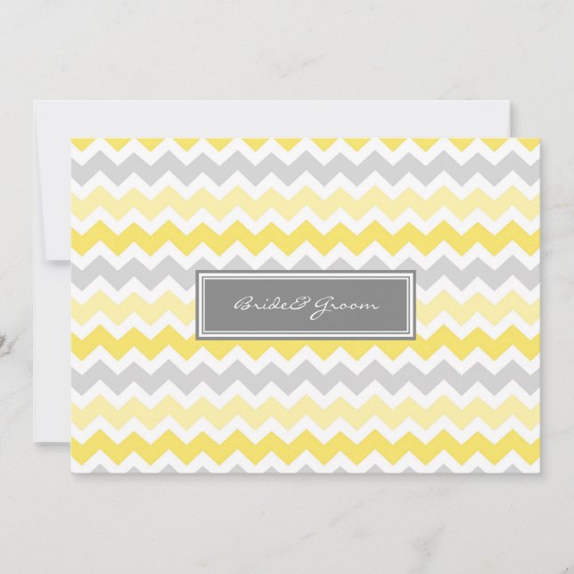 Wedding Invitations Grey Yellow Chevron (Front)