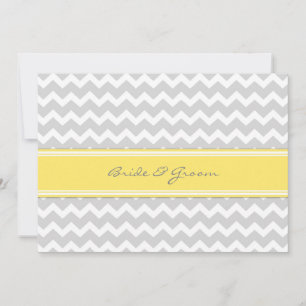 Wedding Invitations Grey Yellow Chevron