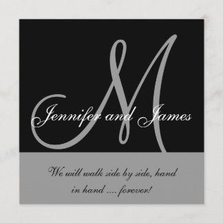 Wedding Invitations Monogram Saying Black Grey