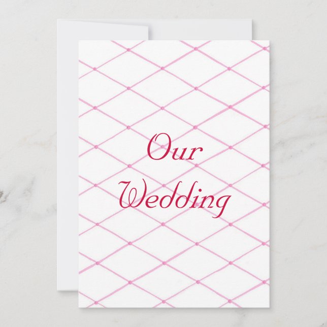Wedding Invitations, Pink Crisscross on White Invitation (Front)