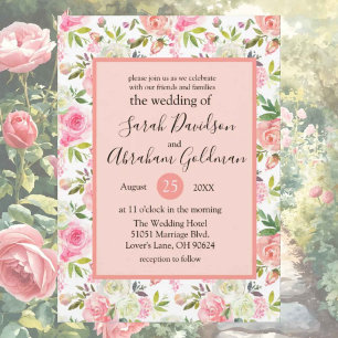 Wedding Invitations - Pink Floral Roses
