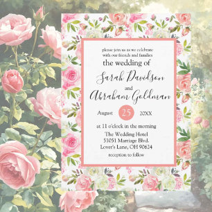 Wedding Invitations - Pink Floral Roses