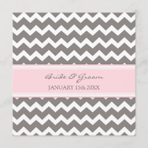 Wedding Invitations Pink Grey Chevron