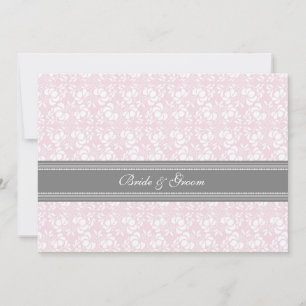 Wedding Invitations Pink Grey White Damask