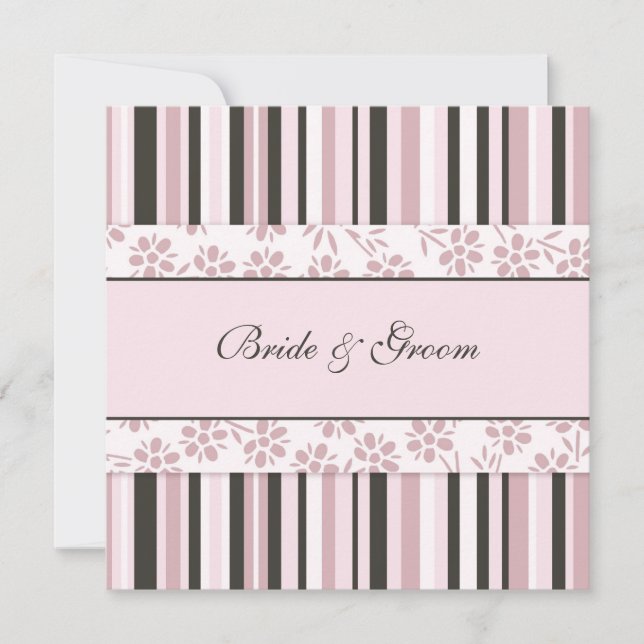 Wedding Invitations Pink Stripes (Front)