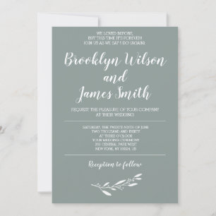 Wedding Invitations Second Marriage Elegant Sage