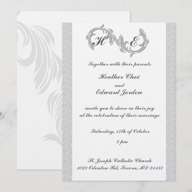 Wedding Invitations Silver (Front/Back)