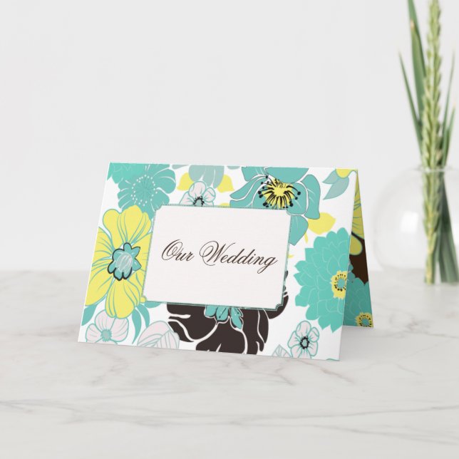 Wedding Invitations ~ summer florals blue poppies (Front)