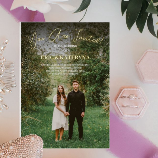 Wedding Invitations with Photo & Gold Foil Accents (Creator Uploaded)