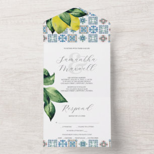 Wedding Invitations with RSVP Card Amalfi Tile
