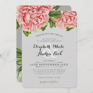 WEDDING INVITE chic blush pink floral peony flower