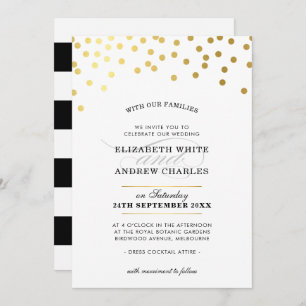 WEDDING INVITE chic modern gold confetti spots