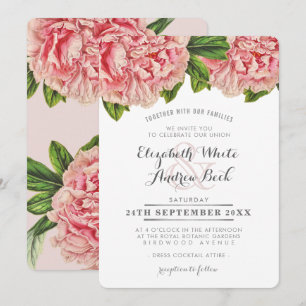 WEDDING INVITE chic pink floral peony flowers