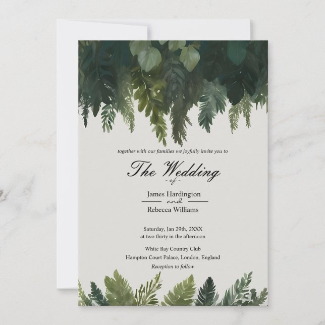 Wedding invite design of Forest Green Elegance (Front)