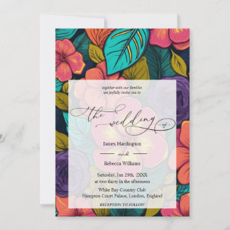 Wedding invite design of Neon Florals