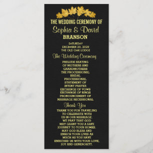 Wedding Invite   Gold Fall Foliage Leather Program