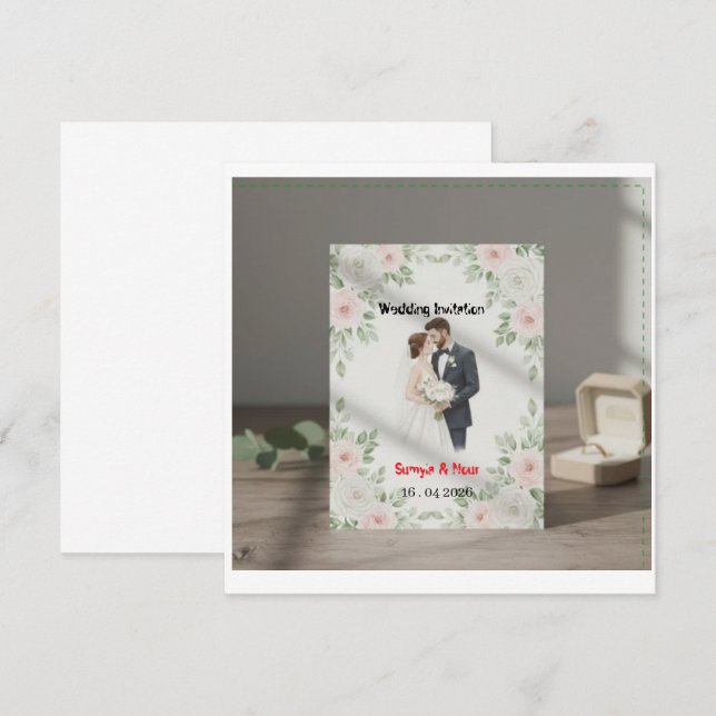 Wedding Invite, Minimalist Design, Bride and Groom Invitation (Front/Back)