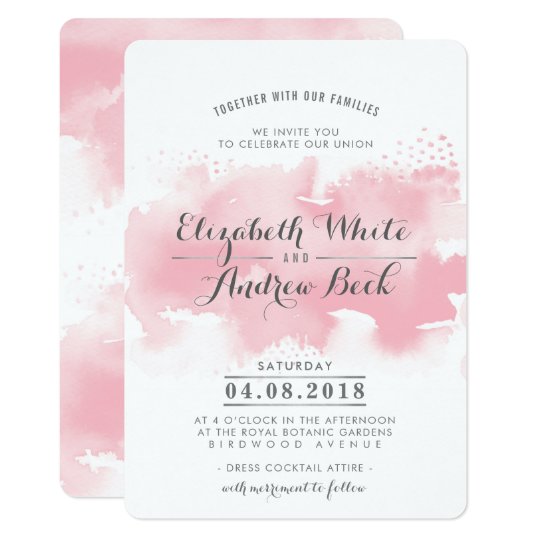 WEDDING INVITE stylish chic watercolor blush pink