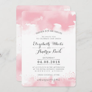 WEDDING INVITE stylish chic watercolor blush pink