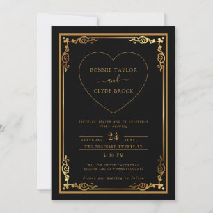 Wedding Invite with Modern Heart Accent Design