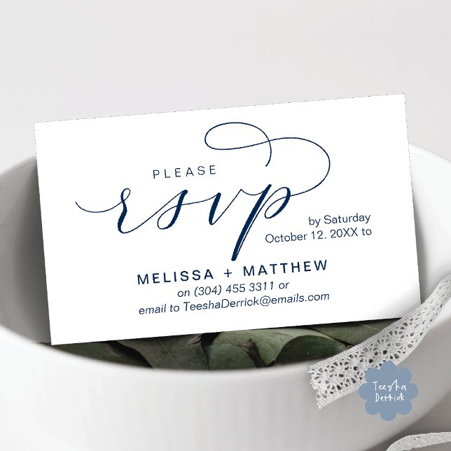 Wedding Invites RSVP Reminder Modern Minimalist (Modern Wedding Celebration Invites RSVP Reminder Enclosed Card in Aesthetic Navy Blue)